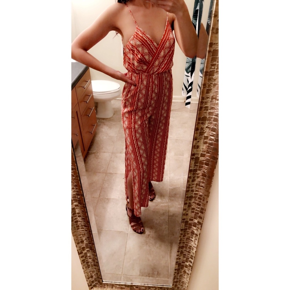 Mura Boutique Maha Jumpsuit with Slits Rust US 4